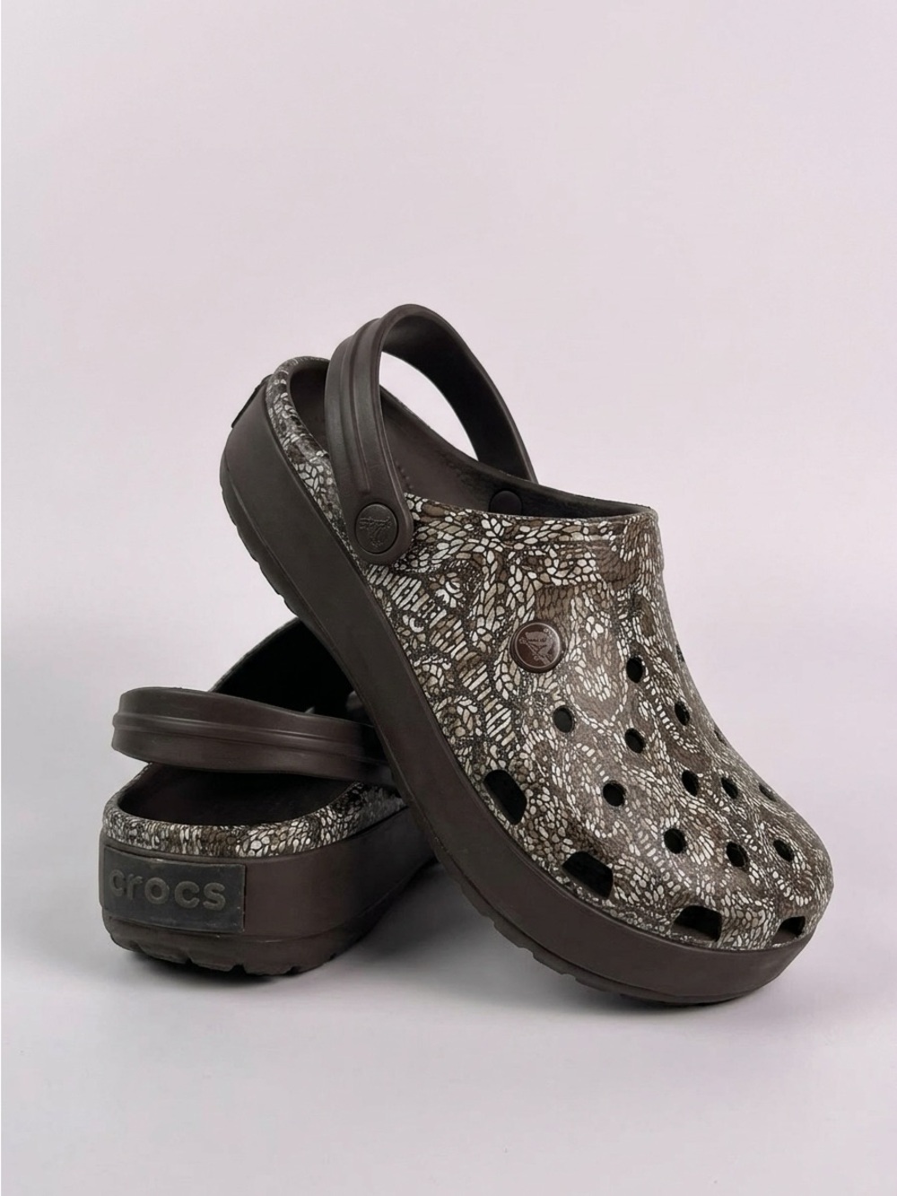 Crocs Classic Clog Snakeskin Print Brown Grey W6 M4